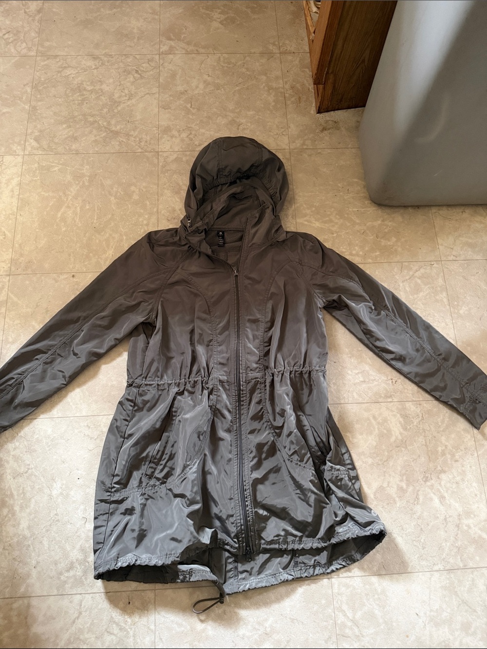 Velocity Hooded Trench Coat in Gray